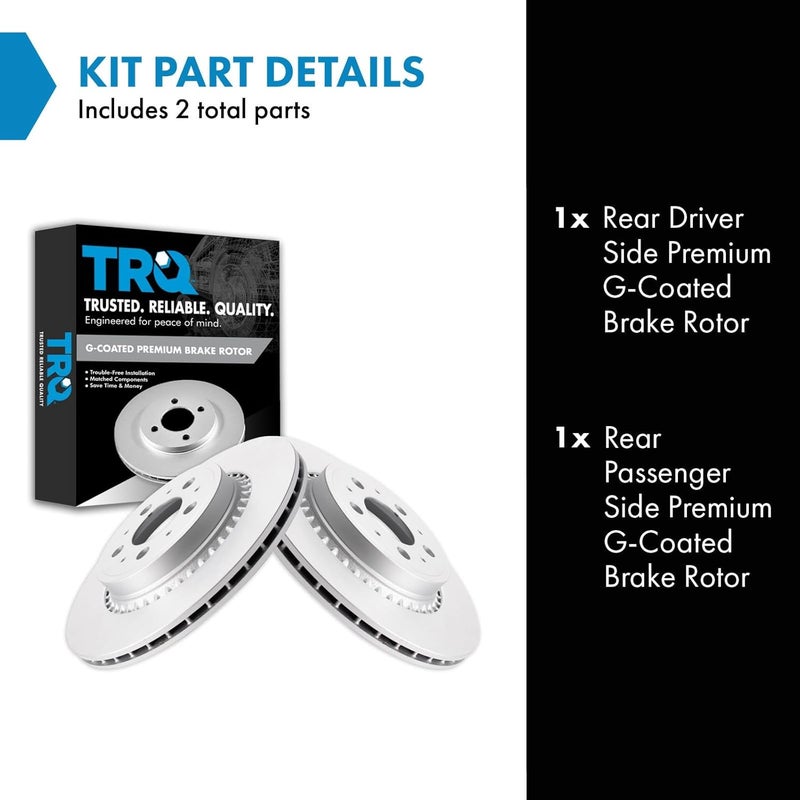 TRQ Rear Brake Rotors Set Vented Premium G-Coated Compatible with 2003-2014 Volvo XC90 - Image 2