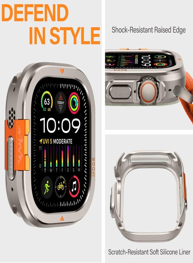 جراب Bisikor 2 في 1 صلب من البولي كربونات والمعدن، متوافق مع ساعة Apple Watch Ultra 2/Ultra 49 مم، جراب معدني مقاوم للصدمات مع غطاء خلفي لساعة iWatch 49 مم، تيتانيوم - Image 4