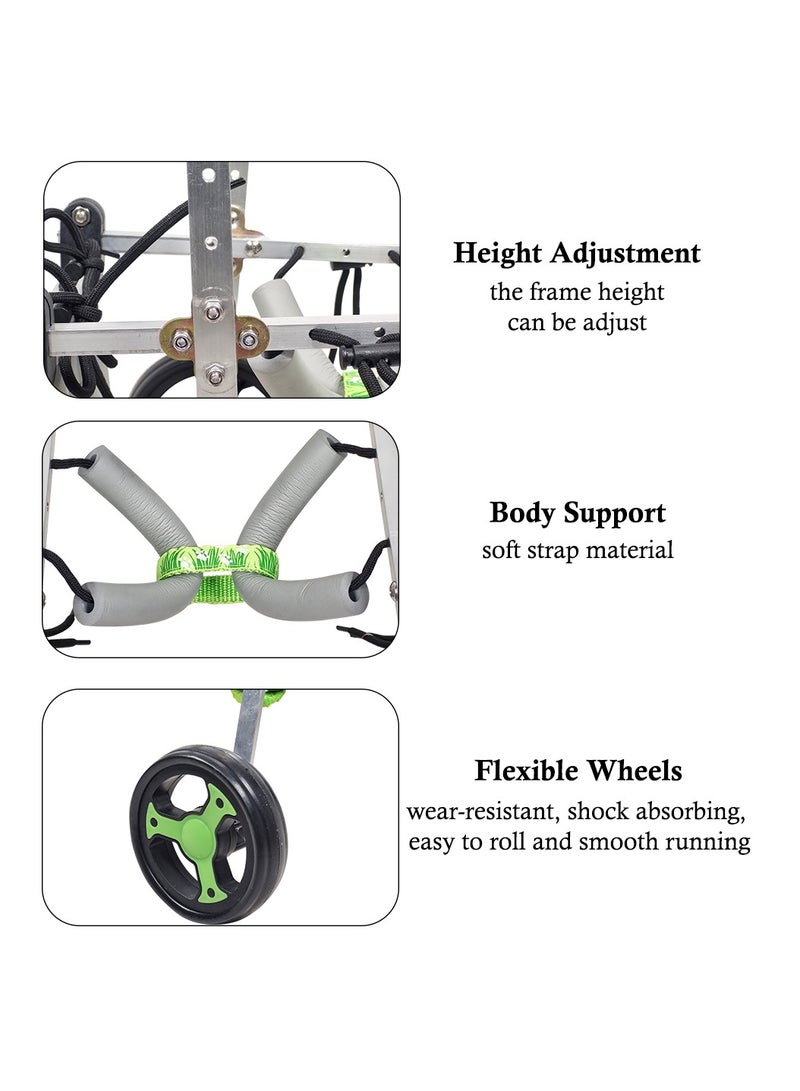 MAJIBAO Dog wheelchair for Injured dogs, Aluminium alloy pet wheelchair with Hind legs and chest support, Pet rehabilitation and Mobility aid for Large-sized breeds 48.5 cm L (Green) - Image 3