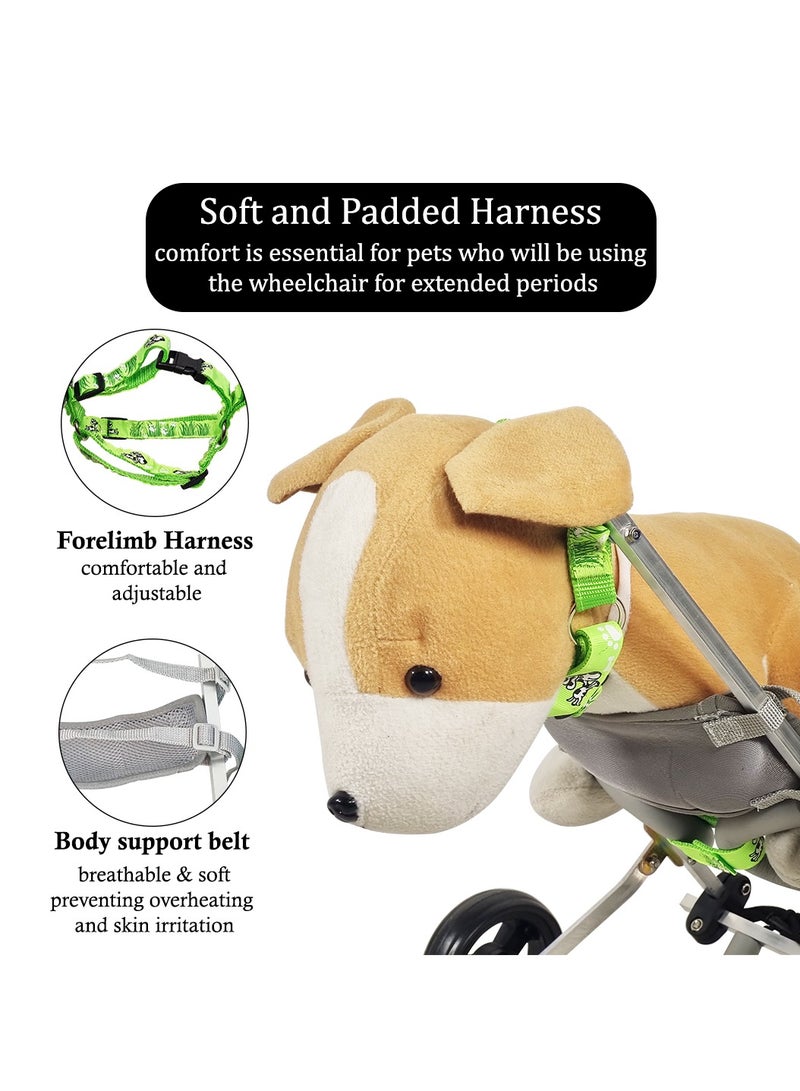 MAJIBAO Dog wheelchair for Injured dogs, Aluminium alloy pet wheelchair with Hind legs and chest support, Pet rehabilitation and Mobility aid for Large-sized breeds 48.5 cm L (Green) - Image 4
