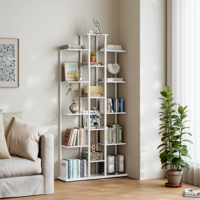DGSANDGO 5-Tier Small Space Bookshelf,Sturdy Compact Bookcase for Study Room/Bedroom,Easy Assembly Wooden Storage Shelfï¼ˆ7.8â€ D,Whiteï¼‰ - Image 1