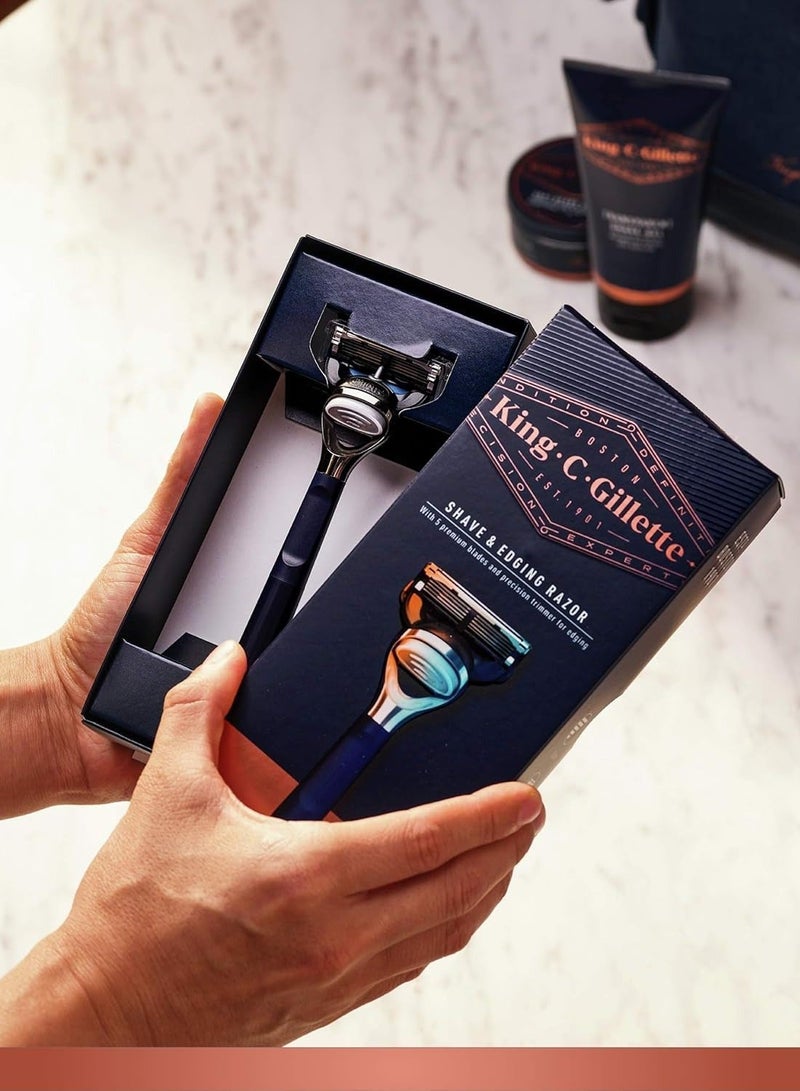 ماكينة حلاقة King C. Gillette للرجال بخمس شفرات وحافة دقيقة مدمجة ومقبض فاخر - Image 5