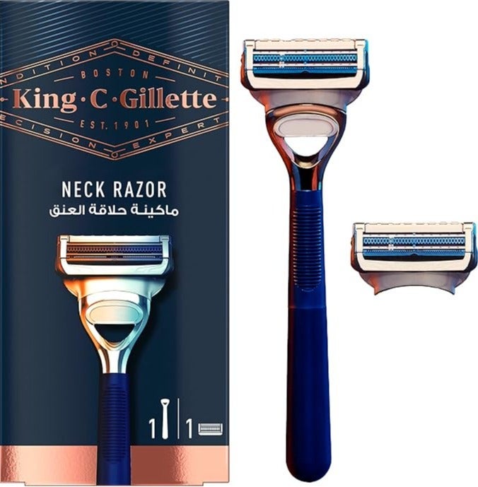 ماكينة حلاقة King C. Gillette للرجال بخمس شفرات وحافة دقيقة مدمجة ومقبض فاخر - Image 1