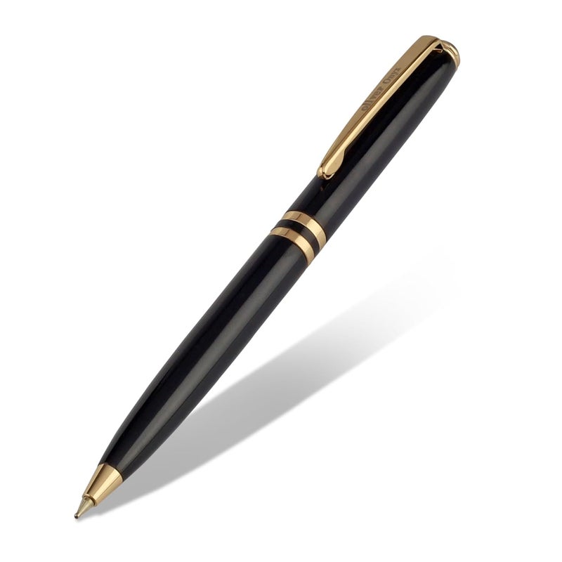 Oliver Onyx SH G Ball Pen – 0.6mm Cardinal Refill, Full Brass Body, Twist Mechanism, Glossy Black Finish with Gold Trims - Image 1