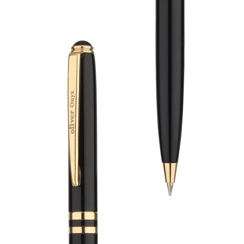 Oliver Onyx SH G Ball Pen – 0.6mm Cardinal Refill, Full Brass Body, Twist Mechanism, Glossy Black Finish with Gold Trims - Image 2