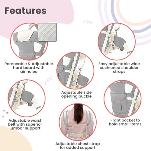 Infantso 4-Way Baby Carrier with 4 Carry Positions, Baby Carrier for 3 to 24 Months, Adjustable Baby Carrying Bag for New-Born to Toddler Carrier, Max Weight Up to 9 Kgs - Image 5