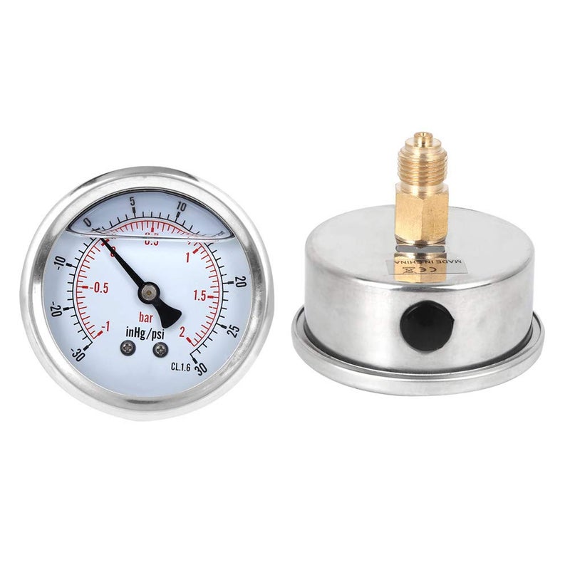 Stainless Steel Brass Vacuum Pressure Gauge 2bar Range 1 4BSP Thread 68mm Dial - Image 5