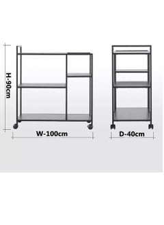 TOMSUN Metal Kitchen Trolley with Black Glass Shelves and Lockable Wheels - Sleek Black Metal Serving Cart for Home, Bar, and Kitchen, 100 x 40 x 90 cm - pzsku/Z03F4DE9601F439BC73F4Z/45/_/1724432964/45c61917-2fc2-475e-bc1a-59d3a02e14e4