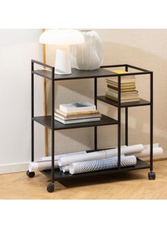 TOMSUN Metal Kitchen Trolley with Black Glass Shelves and Lockable Wheels - Sleek Black Metal Serving Cart for Home, Bar, and Kitchen, 100 x 40 x 90 cm - pzsku/Z03F4DE9601F439BC73F4Z/45/_/1724432984/10e20fd7-3db6-4b46-9318-e01de1087c3d