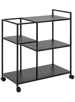 TOMSUN Metal Kitchen Trolley with Black Glass Shelves and Lockable Wheels - Sleek Black Metal Serving Cart for Home, Bar, and Kitchen, 100 x 40 x 90 cm - pzsku/Z03F4DE9601F439BC73F4Z/45/_/1724433116/60b02966-f7ff-41a3-a334-f8816f22aa1b