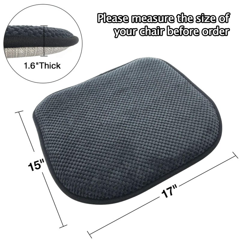 PAGGED Grey Foam Seat Cushions Kitchen Chairs Pads for Dining Chairs Non Slip Office Seat Cushions Washable U Shaped Soft Thick Large Metal Wooden Chair Cushions,17" x 15" - Image 2