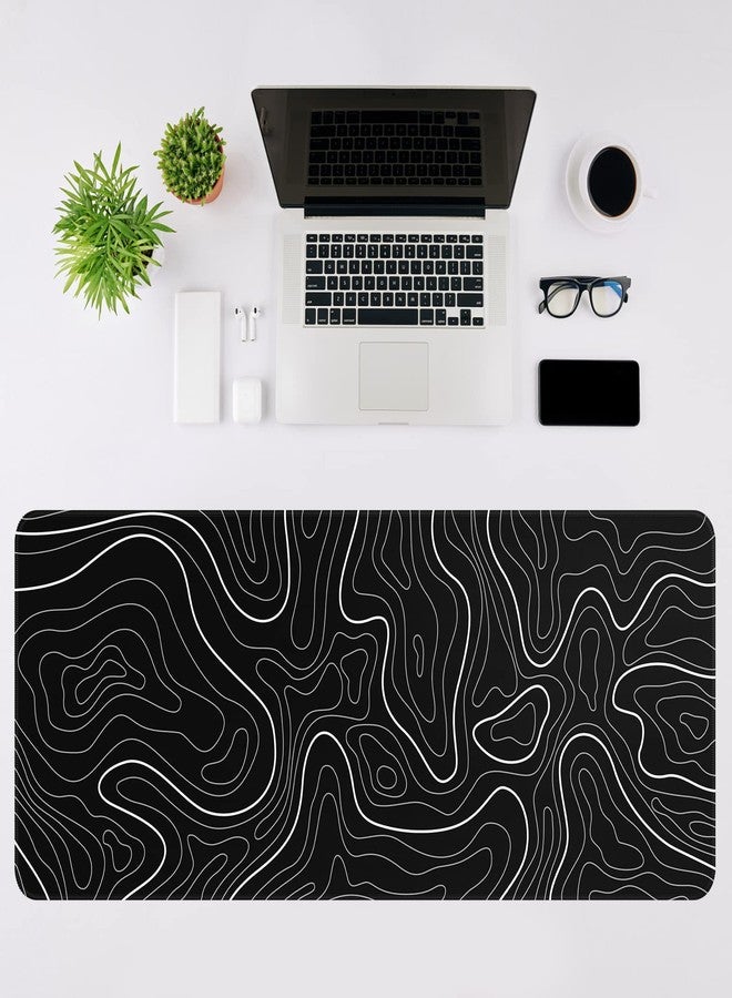 DIGSOM Mouse Pad Gaming Mousepad 31.5 x 11.8in Large Mouse Pad for Keyboard and Mouse with Anti-Slip Rubber Base, Keyboard Pad XL Mouse Mat for Home and Office（Black with White Topographic Line） - Image 3