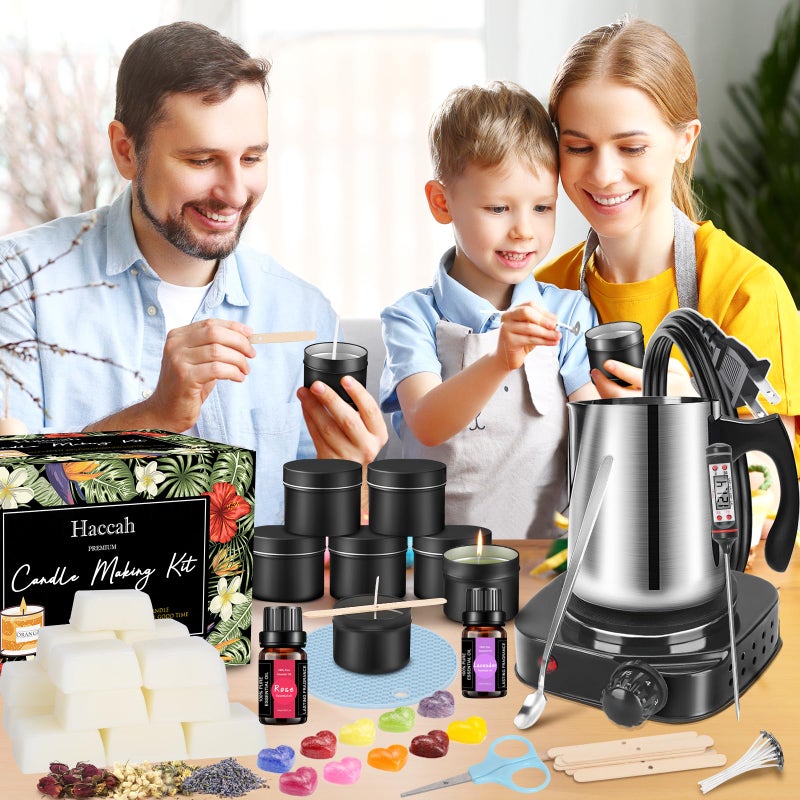 Haccah Complete Candle Making Kit With Wax Melter, Candle Making Supplies, DIY Arts&Crafts Kits Gift For Adults,Beginners,Including Bees Wax,500w Electric Stove,Wicks,Rich Scents,Wick Clips,Pouring Pot Etc. - Image 2