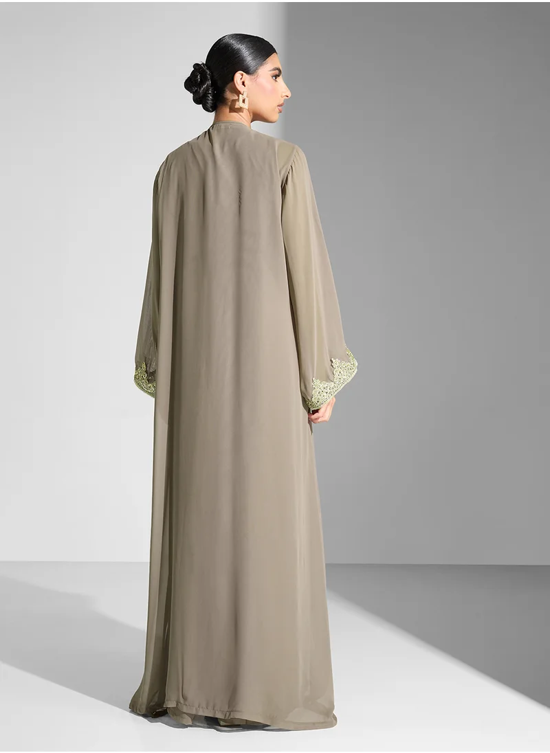 Golden Apple 2PCS Set Belted Abayas