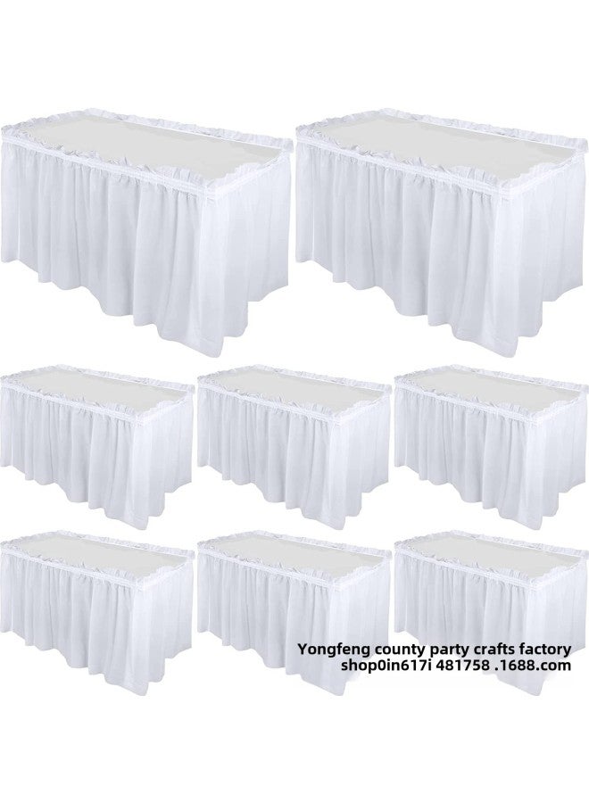 Disposable Waterproof And Oil-proof PE Plastic Tablecloth Table Skirt Pleated Tablecloth Anti-wrinkle Plastic Ruffled Table Skirt-Color:Grey  - Image 4