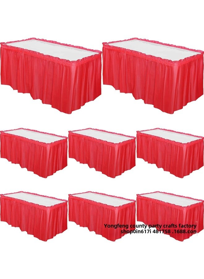 Disposable Waterproof And Oil-proof PE Plastic Tablecloth Table Skirt Pleated Tablecloth Anti-wrinkle Plastic Ruffled Table Skirt-Color:Grey  - Image 5
