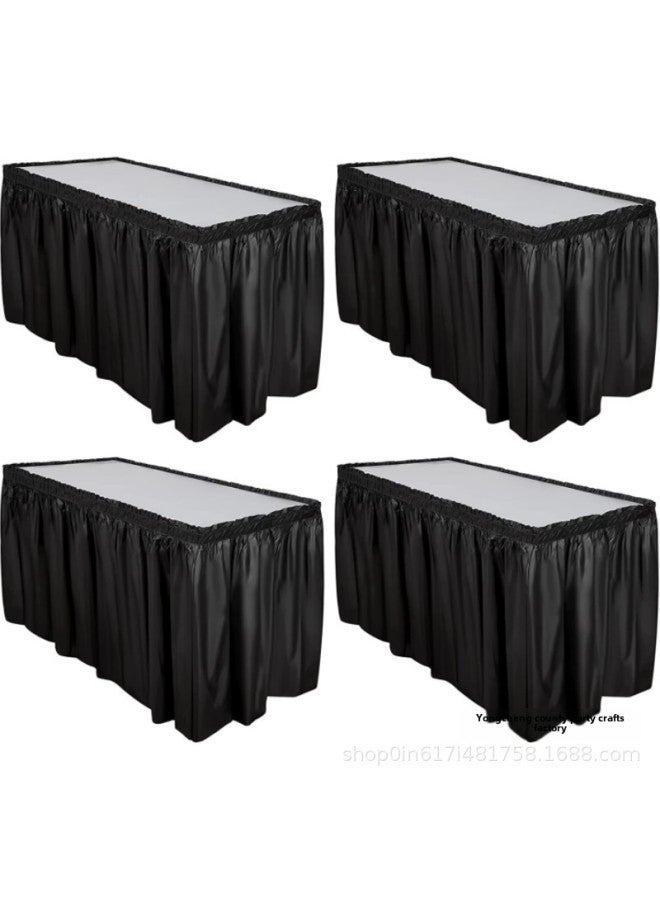 Disposable Waterproof And Oil-proof PE Plastic Tablecloth Table Skirt Pleated Tablecloth Anti-wrinkle Plastic Ruffled Table Skirt-Color:Grey  - Image 3
