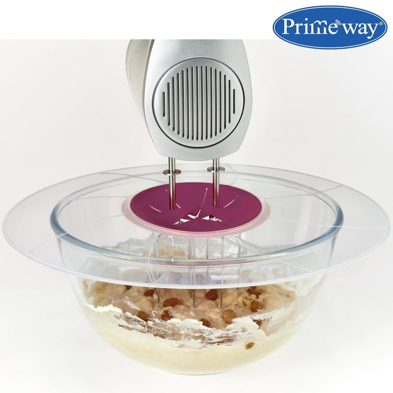 Primeway ® Plastic Silicone Ø 32cm Protective Lid | Food Splatter Free Cover | Multipurpose Use | Mixing Bowl splatter guard | Tableware | XXL | 12.5 inches | Clear - Image 5