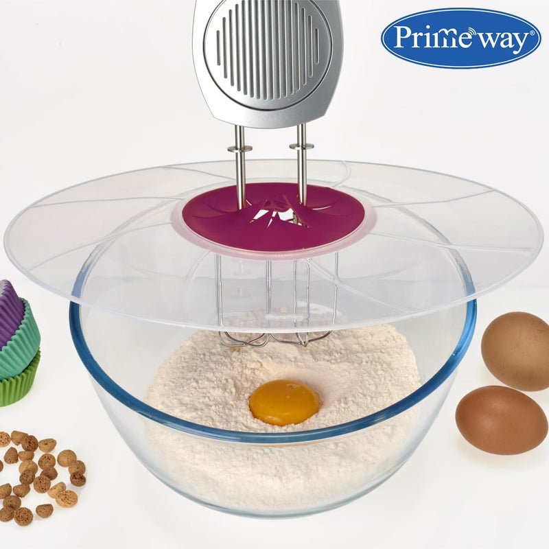 Primeway ® Plastic Silicone Ø 32cm Protective Lid | Food Splatter Free Cover | Multipurpose Use | Mixing Bowl splatter guard | Tableware | XXL | 12.5 inches | Clear - Image 4