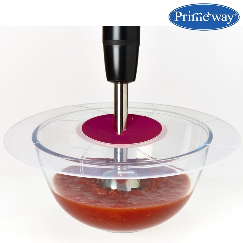 Primeway ® Plastic Silicone Ø 32cm Protective Lid | Food Splatter Free Cover | Multipurpose Use | Mixing Bowl splatter guard | Tableware | XXL | 12.5 inches | Clear - Image 2