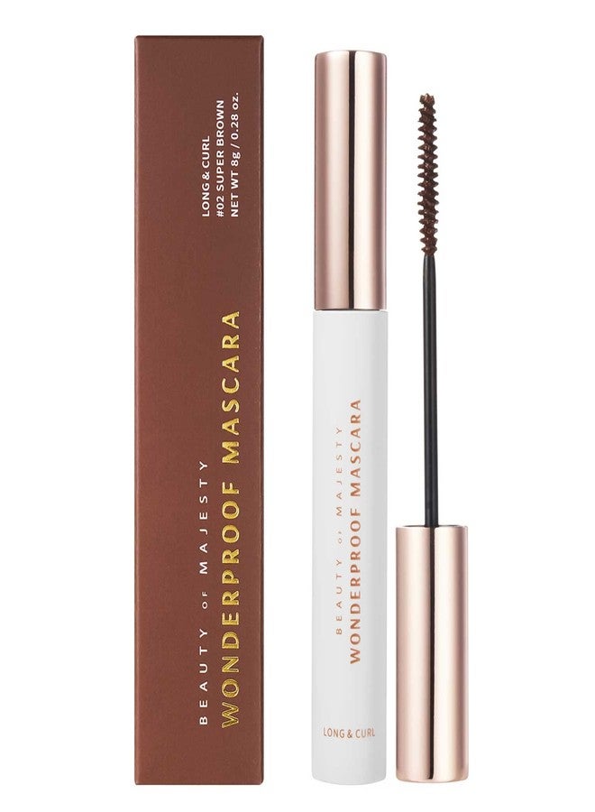 BOM WONDERPROOF MASCARA LONG & CURL Dual Purpose Length Volume Skinny Wand Light Gel Texture (SUPER BROWN) - Image 1