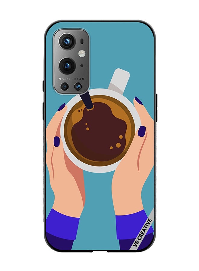 VR CREATIVE Protective Case Cover For OnePlus 9 Pro Female Hands Holding Cup Of Coffee Design Multicolour - Image 1