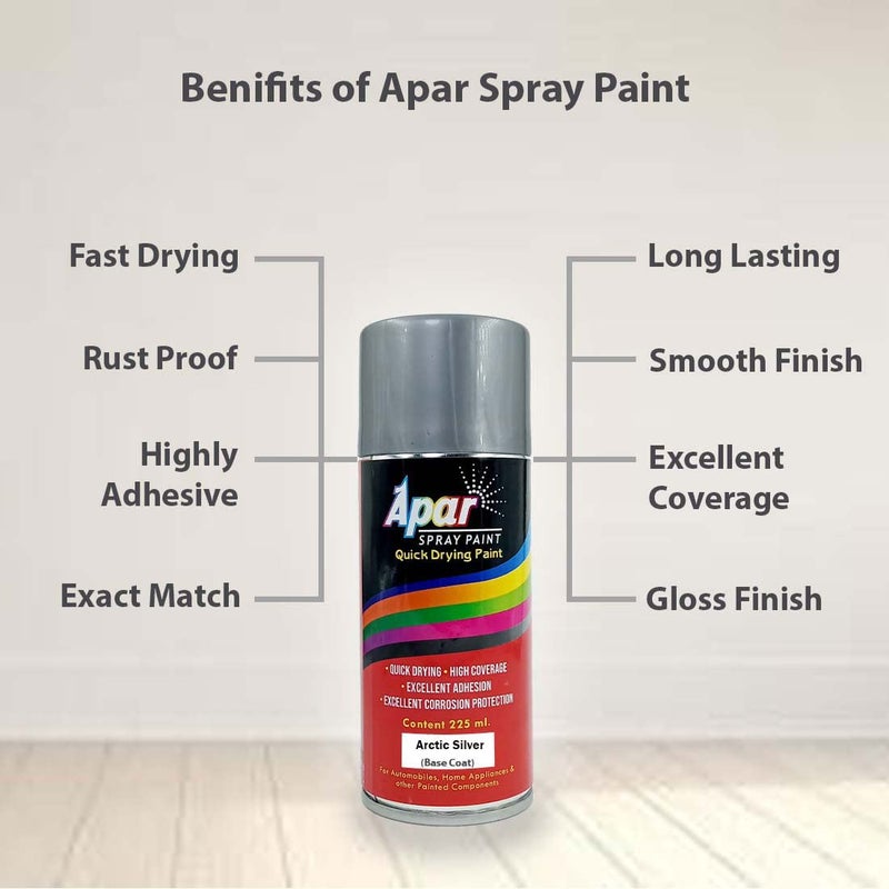 APAR Spray Paint Arctic Silver (RC Colour Name) + GC Compatible for Tata Cars -225 ml (Pack of 2-Pcs) - Image 5
