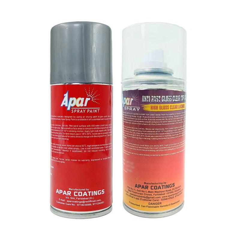APAR Spray Paint Arctic Silver (RC Colour Name) + GC Compatible for Tata Cars -225 ml (Pack of 2-Pcs) - Image 2