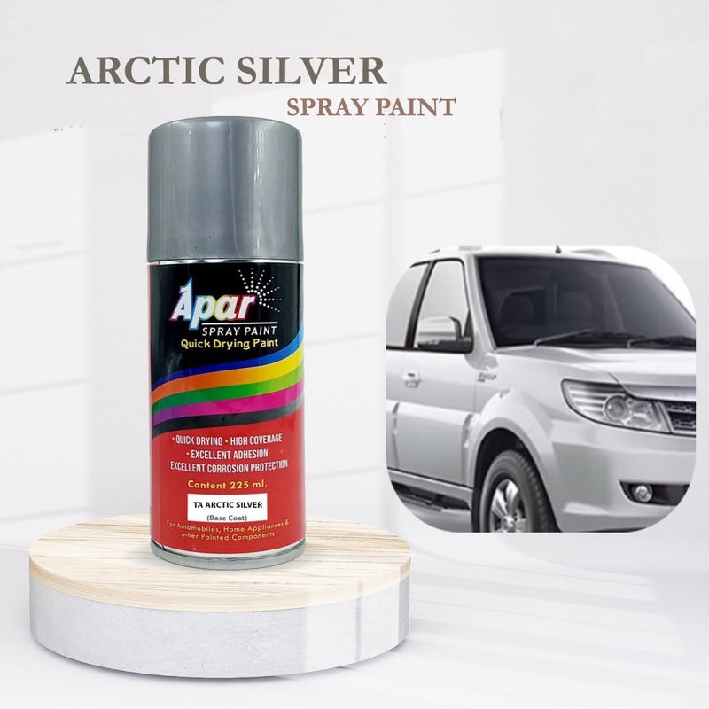 APAR Spray Paint Arctic Silver (RC Colour Name) + GC Compatible for Tata Cars -225 ml (Pack of 2-Pcs) - Image 3