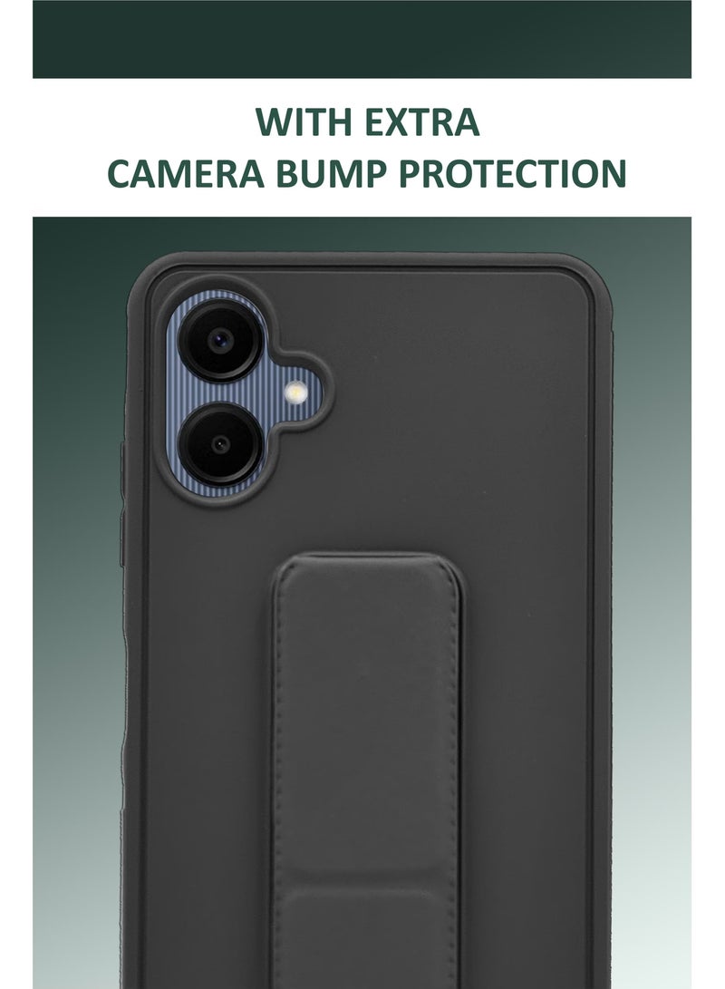 3-in-1 Magnetic Wrist Strap Hand Grip Stand Back Case Cover for Samsung Galaxy A06-Black - Image 2