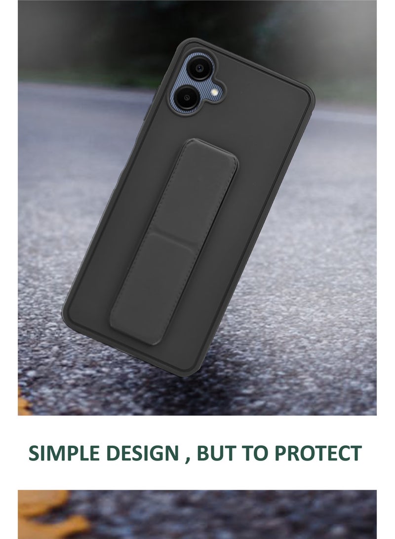 3-in-1 Magnetic Wrist Strap Hand Grip Stand Back Case Cover for Samsung Galaxy A06-Black - Image 4