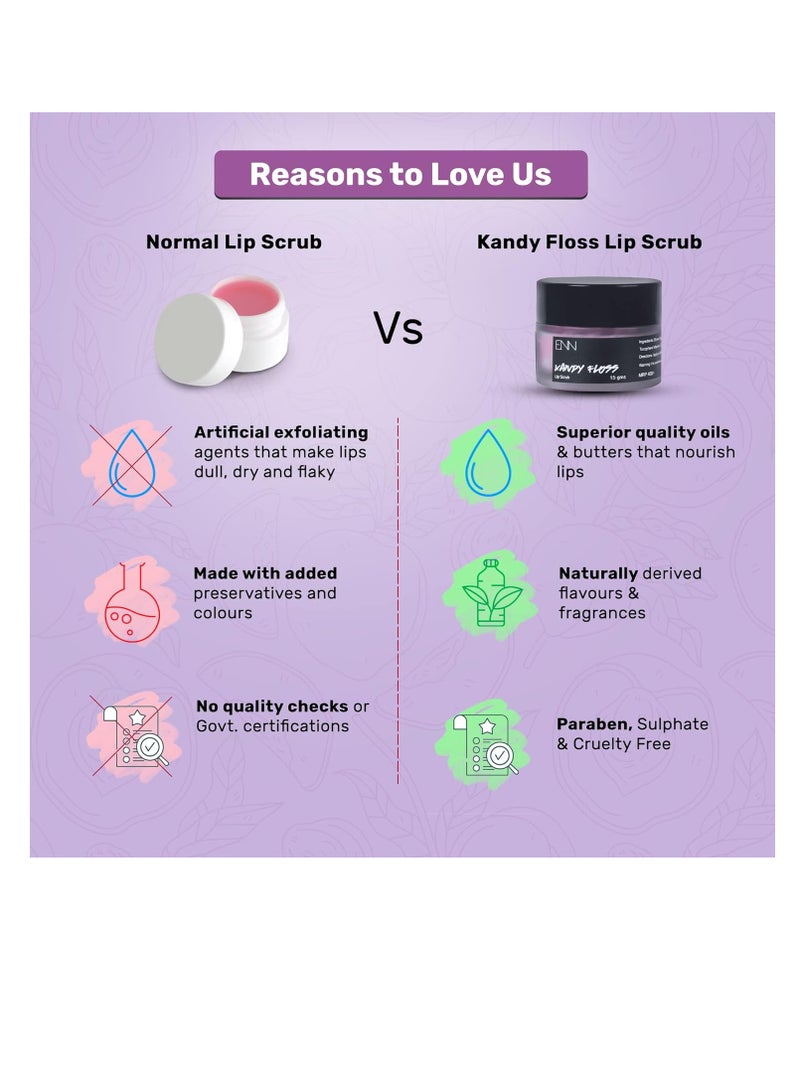 ENN Kandy Floss Tinted Lip Scrub  Lip Moisturizer   Lip Balm   lighten Dark Lips Exfoliating Lips  Raw Sugar  Coconut Oil Kokum Butter   Honey  Vanilla Oil   Vitamin E Natural For Men and Women - Image 5