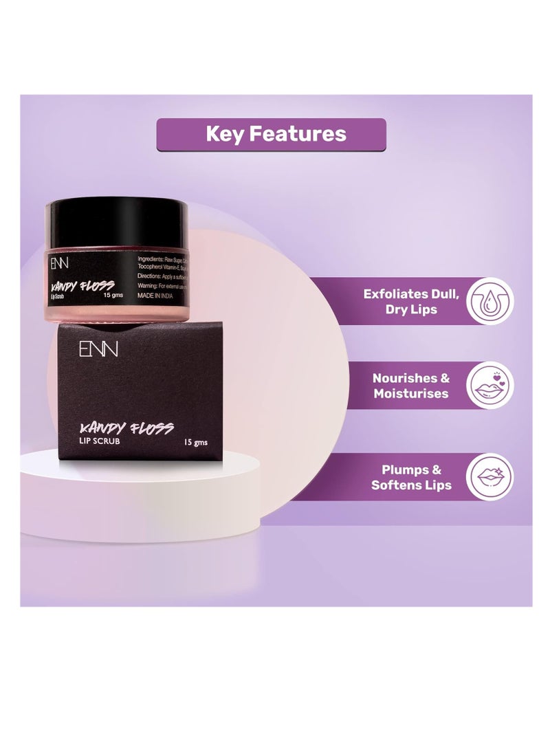 ENN Kandy Floss Tinted Lip Scrub  Lip Moisturizer   Lip Balm   lighten Dark Lips Exfoliating Lips  Raw Sugar  Coconut Oil Kokum Butter   Honey  Vanilla Oil   Vitamin E Natural For Men and Women - Image 4
