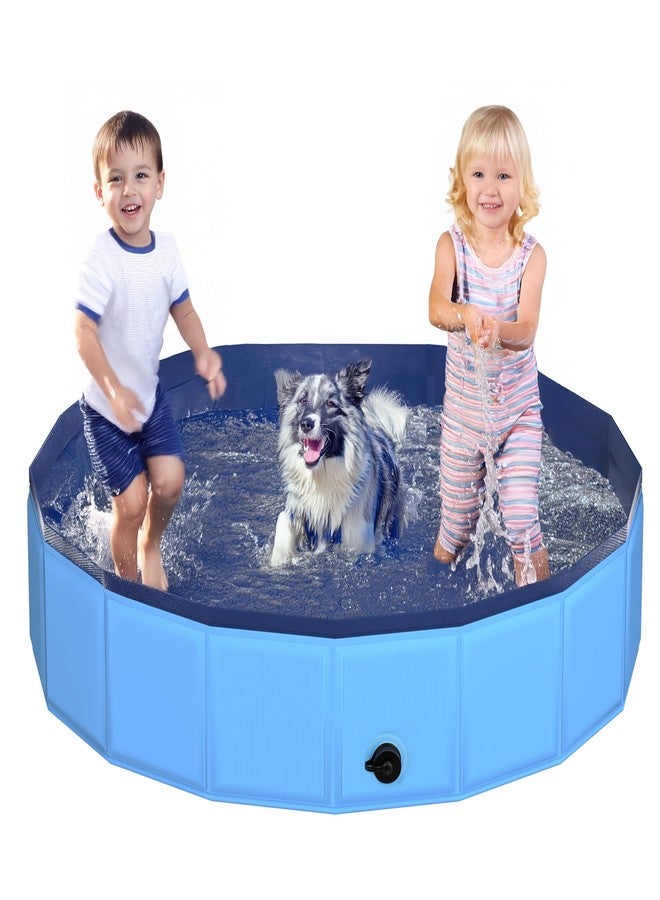 CACSPS Foldable Dog Pet Bath Pool-55.1" Blue - Image 1