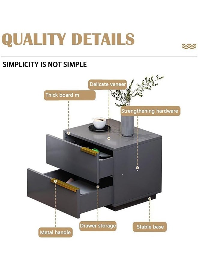 JCB CHIC Simple Bedside Table, Modern Side Table Nightstand with 2 Drawers ,Bedside Cabinet Mini Locker Storage Stand Cabinet Rack with Drawer and Open Storage Shelf, for Bedroom Living Room Sofa  - Image 3