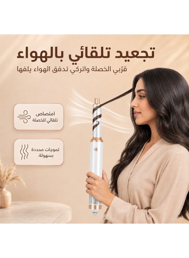UKLISS Multi-Styler 5 IN 1 Negative Ion Blow Dryer Brush Set, 1000W Upgrade Hot Air Brush Air Curler, Button Instant Heat Up Hair Curler Three speed temperature control Hair Styling Tools with 5 Interchangeable Curling Iron for Hair Drying/Straightening/Curling/Hair Comb Gift for White/with Heat Protective Glove - Image 4