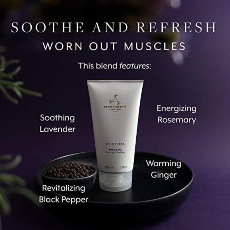 Aromatherapy Associates De-Stress Muscle Gel, Cooling & Warming Massage Gel with Ginger, Black Pepper & Rosemary Essential Oils for Daily Tension & Post-Activity Comfort, 5.07 oz - Image 3