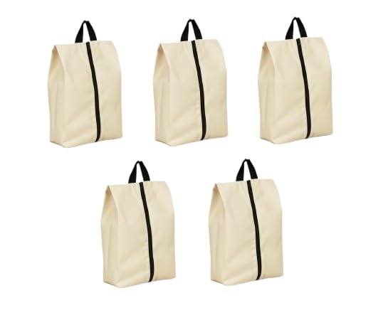 SWAZE Premium Shoe Bag for Travel | Shoe Pouch, Shoe Cover for Storage, Shoe Bags for Travelling, Shoe Organizer for Travel, Shoes Packing Pouch, Shoe Pouch for Storage & Washable Covers (IVORY 5 pcs) - Image 1