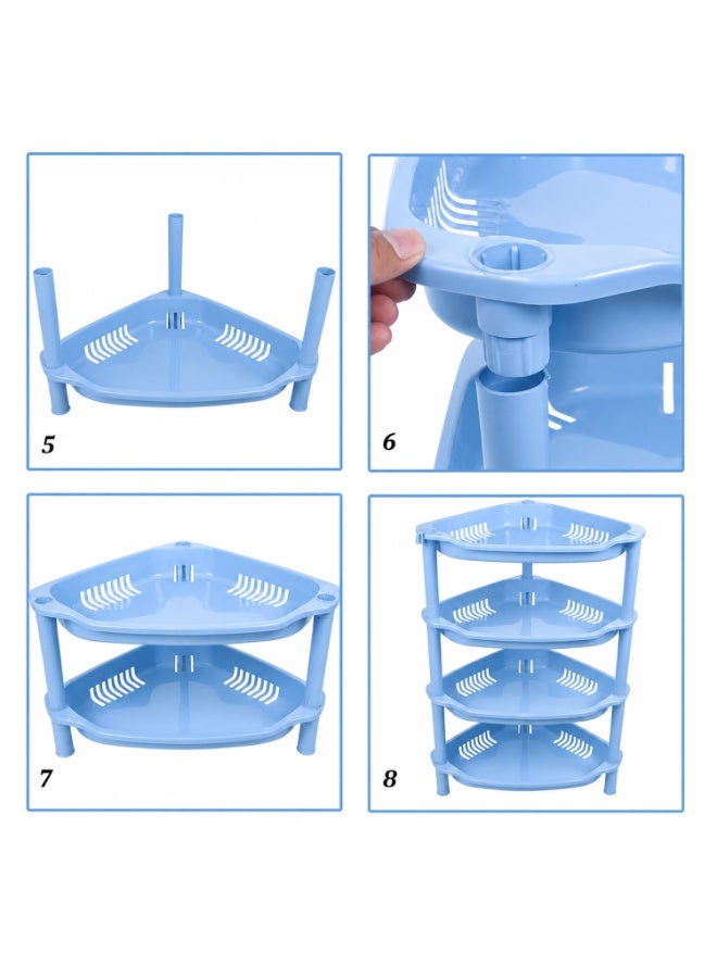 Lacoz 4-Layer Plastic Corner Storage Rack for Kitchen & Home – Space-Saving Multi-Tier Vegetable & Fruit Organizer Shelf, Durable Ventilated Storage Stand for Kitchen Blue - Image 4