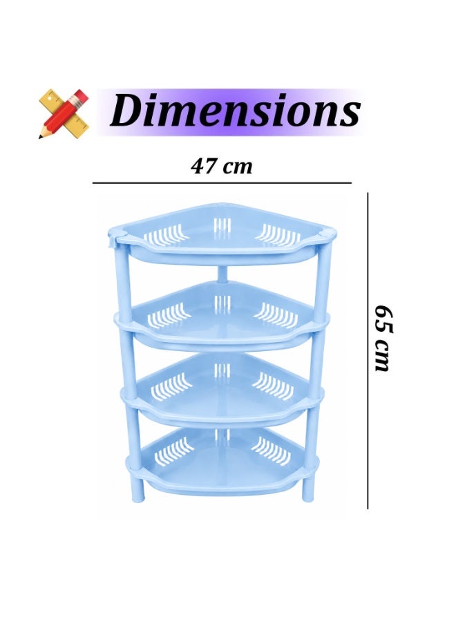 Lacoz 4-Layer Plastic Corner Storage Rack for Kitchen & Home – Space-Saving Multi-Tier Vegetable & Fruit Organizer Shelf, Durable Ventilated Storage Stand for Kitchen Blue - Image 5
