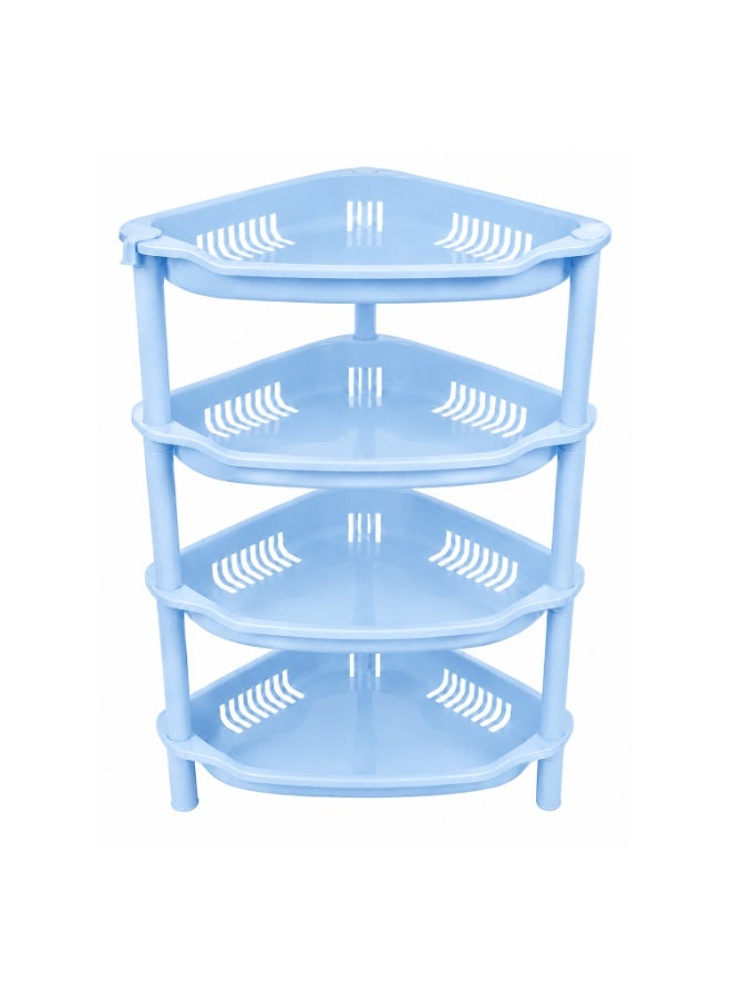 Lacoz 4-Layer Plastic Corner Storage Rack for Kitchen & Home – Space-Saving Multi-Tier Vegetable & Fruit Organizer Shelf, Durable Ventilated Storage Stand for Kitchen Blue - Image 1