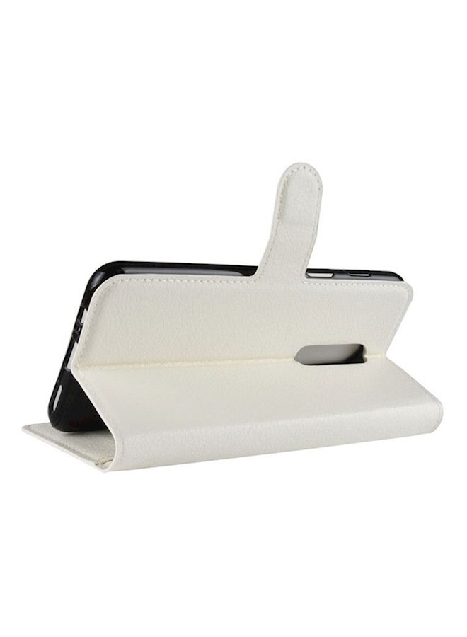 NIBEMINENT Business Unique Wallet Card Holder Protective Shell Mobile Phone Case For OnePlus 6 White 