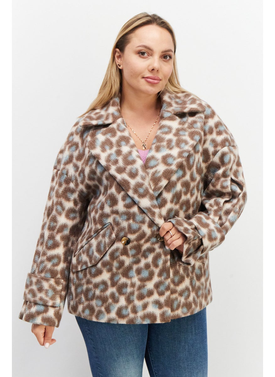 Women Animal Print Notched Collar  Jacket, Brown Combo - pzsku/Z03F543A1315145D6A4ACZ/45/_/1727187574/de1a4834-4b5f-423c-938c-fea930d6f466