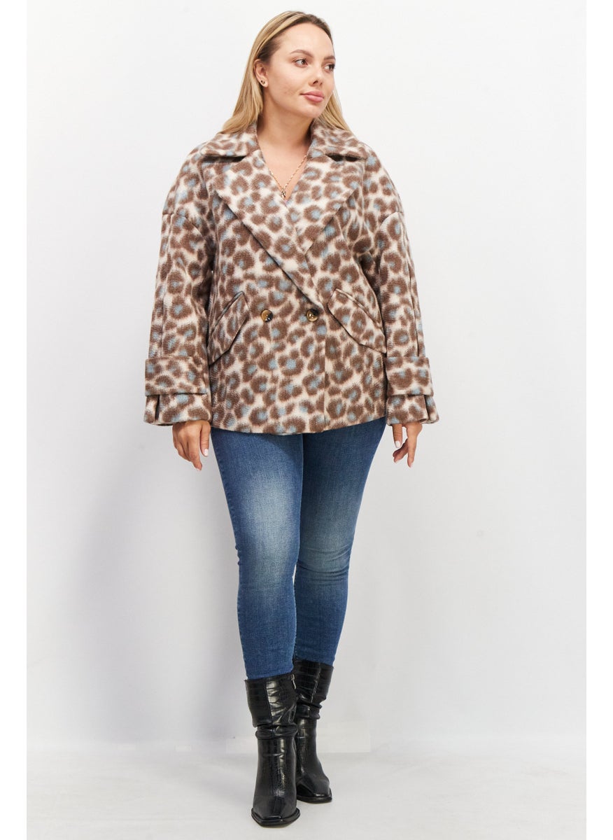 Women Animal Print Notched Collar  Jacket, Brown Combo - pzsku/Z03F543A1315145D6A4ACZ/45/_/1727187601/05a62dfd-d990-42e2-8c52-e3b7ddae437b