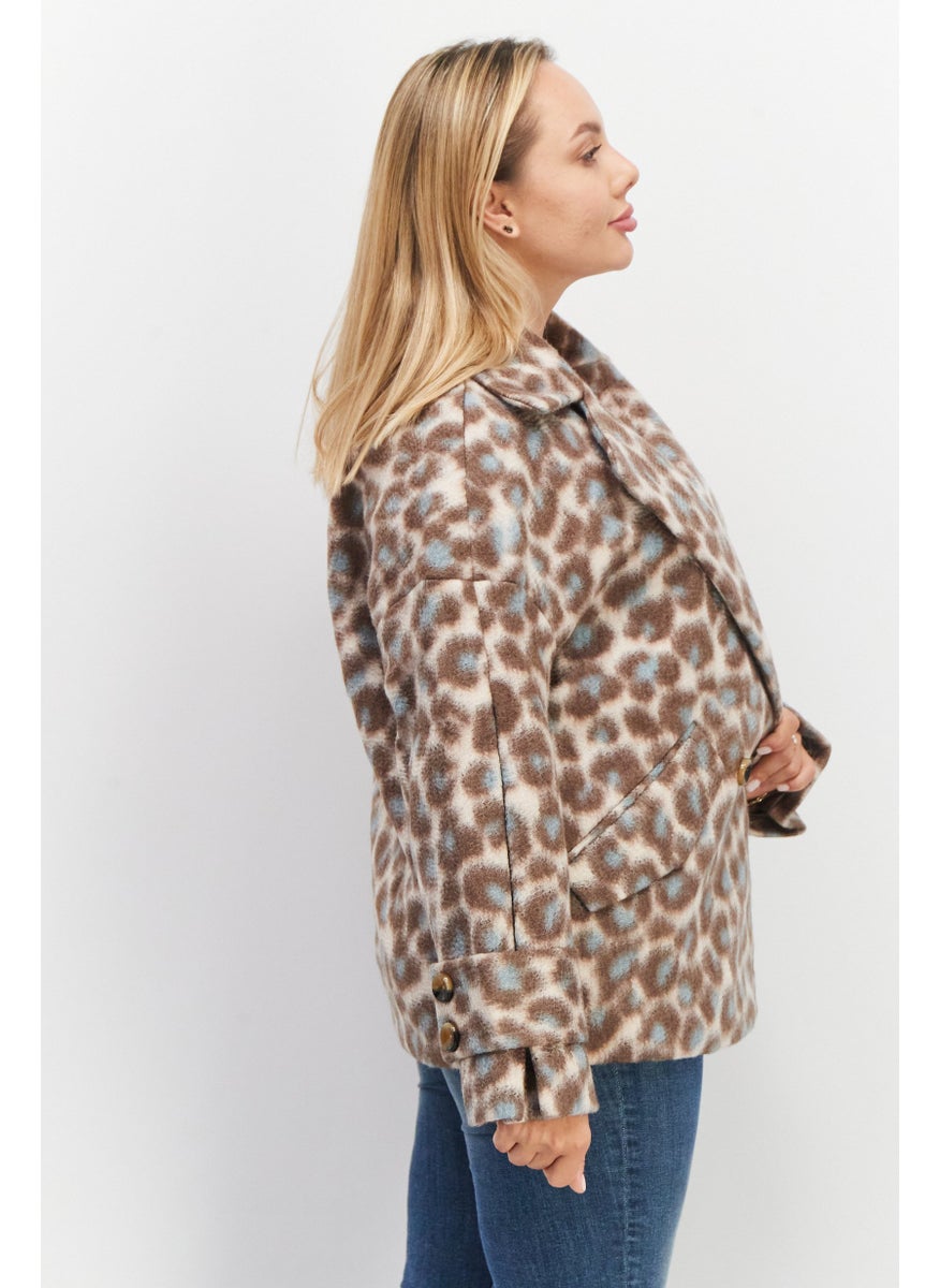 Women Animal Print Notched Collar  Jacket, Brown Combo - pzsku/Z03F543A1315145D6A4ACZ/45/_/1739110590/d741ea50-b2d5-4bc5-8c97-5876033dfcd3