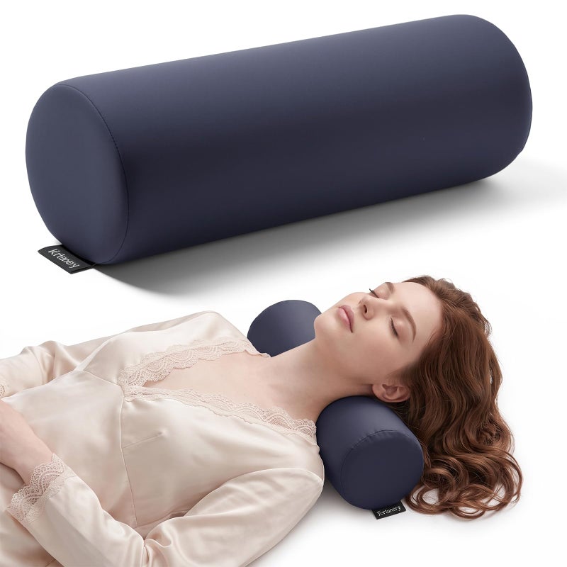 Cooling Memory Foam Neck Roll Pillow for Neck Pain Relief - Round Neck Support Pillow for Sleeping - Image 1