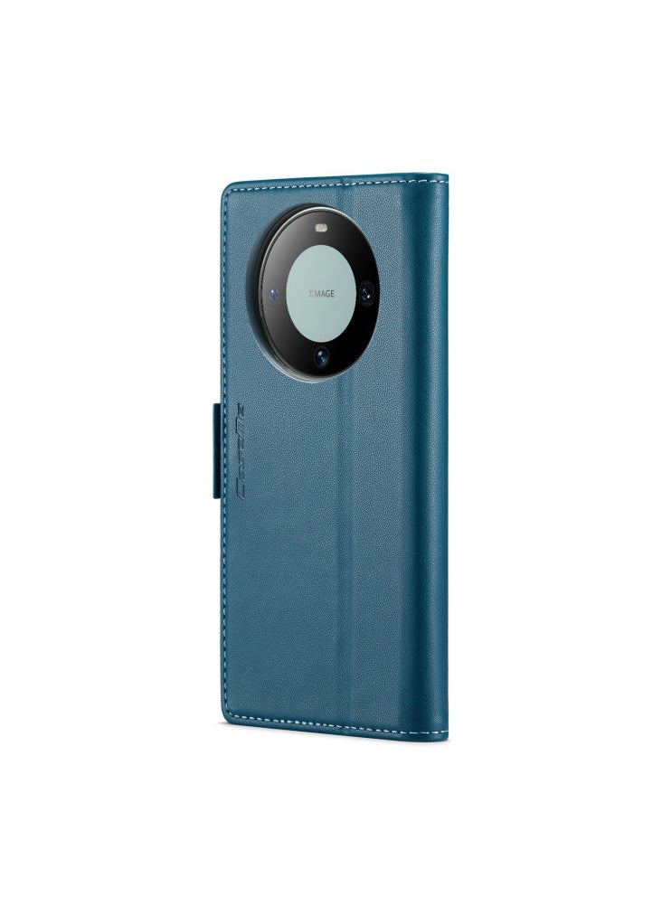 CaseMe Flip Wallet Case For Huawei Mate 60 Pro [RFID Blocking] PU Leather Wallet Flip Folio Case with Card Holder Kickstand Shockproof Phone Cover (Blue)  - Image 2