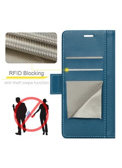CaseMe Flip Wallet Case For Huawei Mate 60 Pro [RFID Blocking] PU Leather Wallet Flip Folio Case with Card Holder Kickstand Shockproof Phone Cover (Blue)  - Image 3