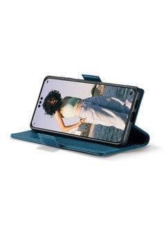 CaseMe Flip Wallet Case For Huawei Mate 60 Pro [RFID Blocking] PU Leather Wallet Flip Folio Case with Card Holder Kickstand Shockproof Phone Cover (Blue)  - Image 5
