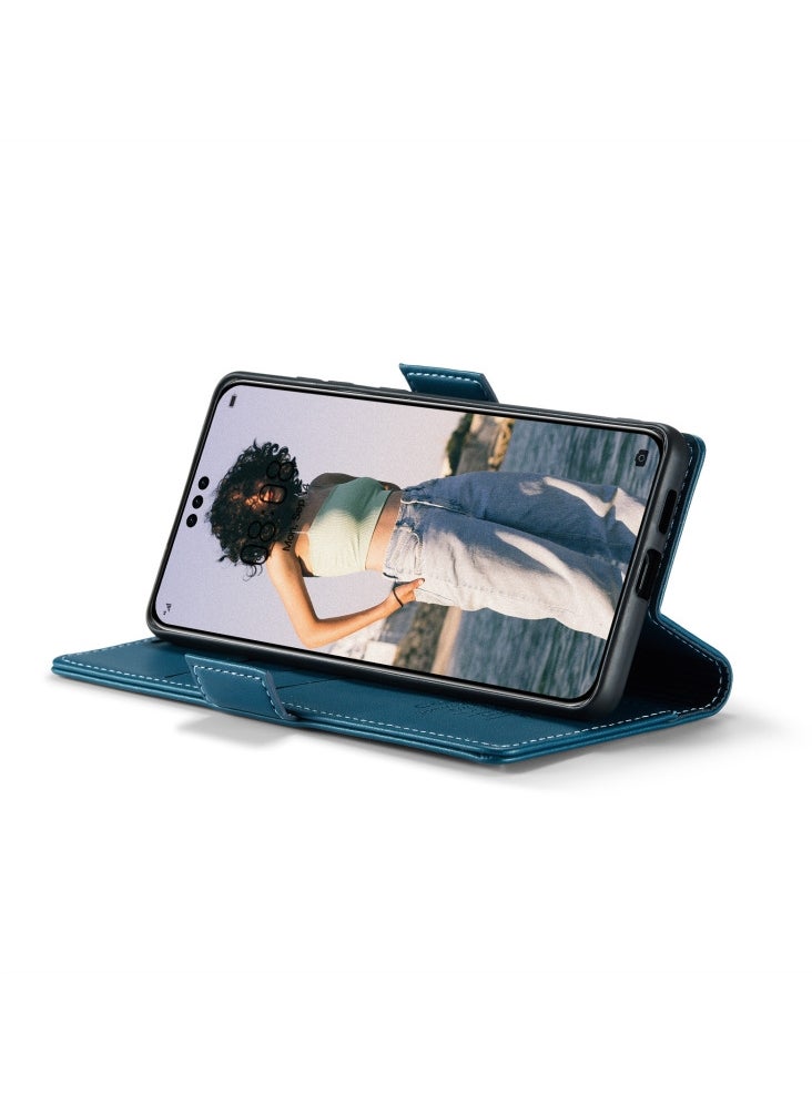 CaseMe Flip Wallet Case For Huawei Mate 60 Pro [RFID Blocking] PU Leather Wallet Flip Folio Case with Card Holder Kickstand Shockproof Phone Cover (Blue)  - Image 5